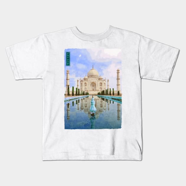 Taj Mahal - White Kids T-Shirt by Thor Reyes